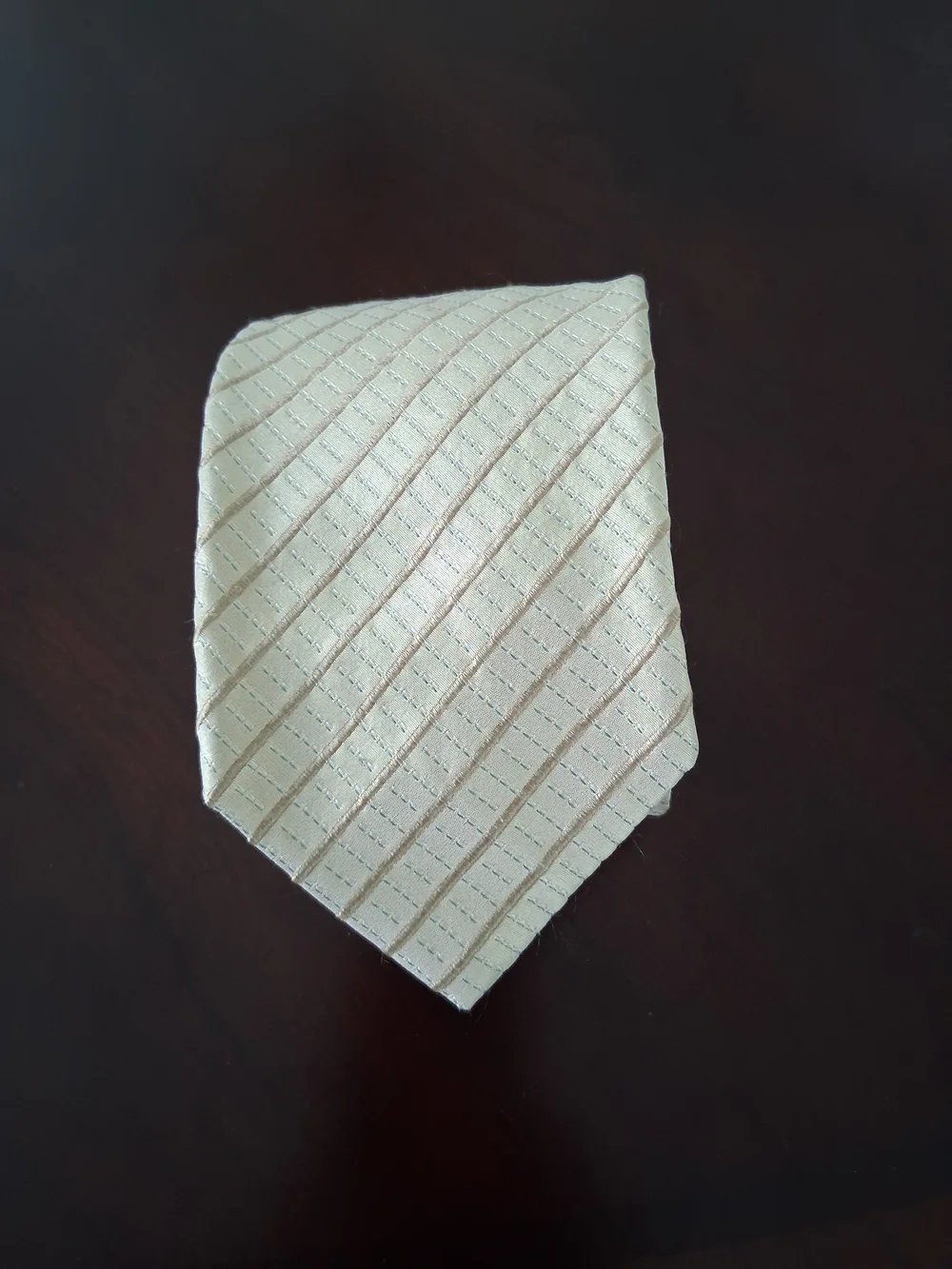 Emporio Armani Pure Silk Jacquard    Striped Tie Beige  Classic Elegant Designer